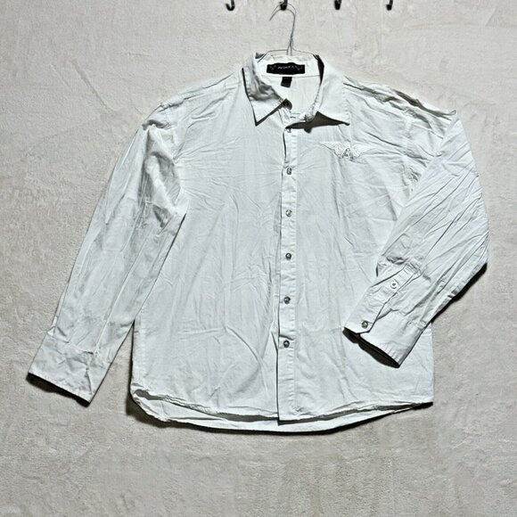 Vintage Avirex White Embroidered Long Sleeve Button Up Dress Shirt Men's XXL - Picture 2 of 16